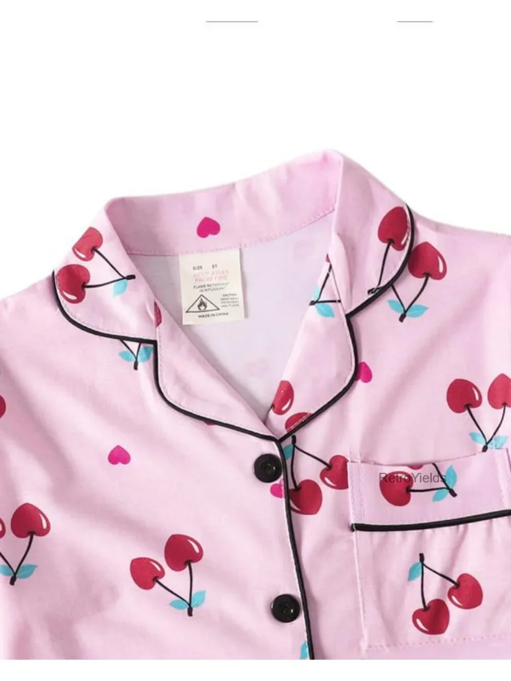 Girls 3-Piece Pajama Set Button Down Short Sleeve Top with Shorts & Pants